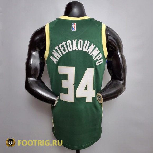 Майка Antetokounmpo №34 Milwaukee Bucks сезон 2021-2022 цвет зеленый Майка Antetokounmpo №34 Milwaukee Bucks сезон 2021-2022 цвет зеленый